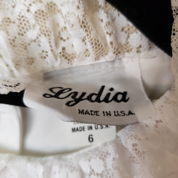 Vintage Lydia Pageant Satin Lace Ruffle Frilly Dress Size: 6 Made in USA - Picture 9 of 12